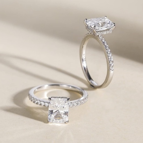 3 Carat Radiant Cut Hidden Halo Diamond Ring - Picture 5 of 9